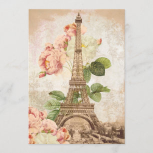 Paris Pink Rose  Romantic Uitnodiging
