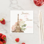 Paris Pink Rose  Romantic Wedding Napkins Servetten (Insitu)