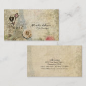 Paris Pink Roses Lock & Key Boutique Chic Visitekaartje (Voorkant / Achterkant)