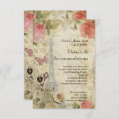  Paris Pink Roses Lock & Key Detail Kaart (Voorkant / Achterkant)