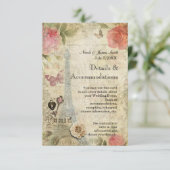  Paris Pink Roses Lock & Key Detail Kaart (Staand voorkant)