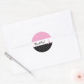 Paris Polka Dot & Roze Gestreepte Party Sticker (Envelop)