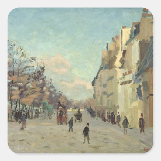 Paris, Quai de Bercy, Snow Effect, c.1873-74 Vierkante Sticker (Voorkant)