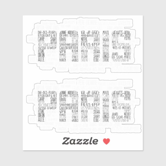 Paris Quarters Typographic Word Art Sticker (Vel)