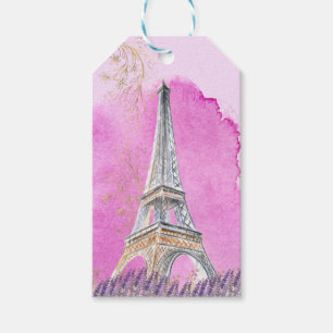 Paris Quinceanera Eiffeltoren Roze Bedankt Cadeaulabel