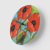 Paris Red Poppies Wall Clock Ronde Klok (Hoek)