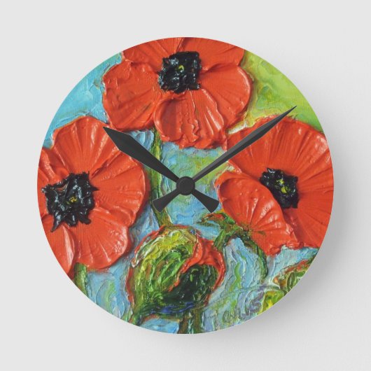 Paris Red Poppies Wall Clock Ronde Klok (Voorkant)