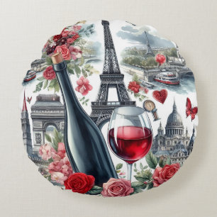 paris red wine rond kussen