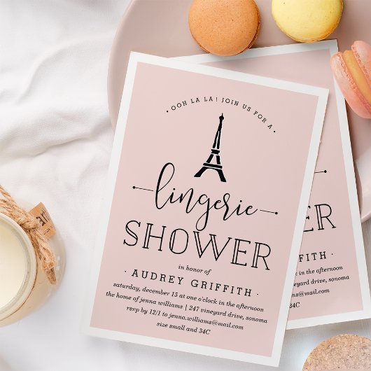 Paris Romance Lingerie Shower Invitation Kaart