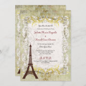 Paris Romantic Style Wedding Kaart (Voorkant / Achterkant)