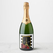 Paris Roos Eiffeltoren witte streep Sparkling Wijnetiket (Voorkant)