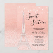 Paris Roos Gold Glitter Lights Sweet 16 Kaart (Voorkant / Achterkant)