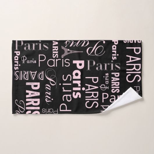 Paris rose et noir, Paris imprimé (Serviette à main)