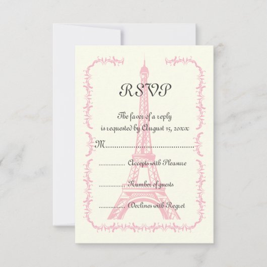 Paris rose Tour Eiffel destination mariage RSVP (Devant)
