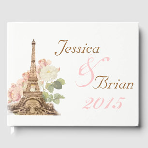Paris Rose Vintage Romantique Mariage Livre d'or