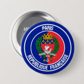 Paris Round Emblem Ronde Button 7,6 Cm (Voorkant /achterkant)