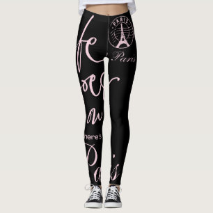 Paris roze en zwart leven gaat door paris thema  leggings