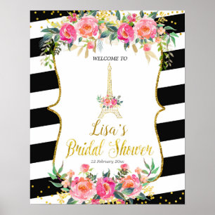 Paris roze romantisch welkomstteken poster