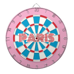 PARIS Roze Rood Wit en Blauw bewerkbare tekst Retr Dartbord