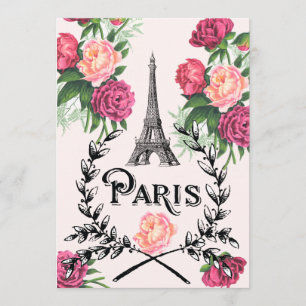 Paris Roze Rozen Uitnodiging