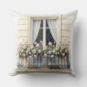 Paris Rozen Balkon Aquarel Kussen