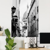 Paris Sacre-Coeur in Black en White Poster (Thuiskantoor)