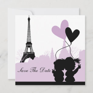 Paris Save the Date Aankondiging (Paars 2)