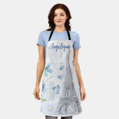 Paris Scene and Blue Flowers Custom  Schort (Gedragen)