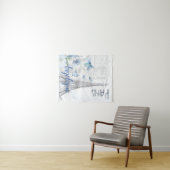 Paris Scene and Blue Flowers Custom Wandkleed (In Situ (horizontaal))