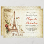  PARIS shabby bruidsdouche uitnodigingen (Voorkant / Achterkant)