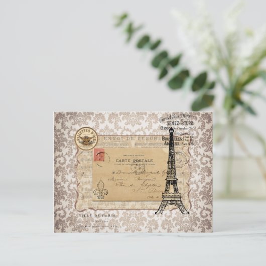 Paris  Shabby Chic Eiffel Tower Briefkaart (Staand voorkant)