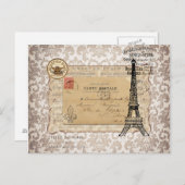 Paris  Shabby Chic Eiffel Tower Briefkaart (Voorkant / Achterkant)