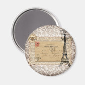 Paris  Shabby Chic Eiffel Tower Magneet (Voorkant / Achterkant)