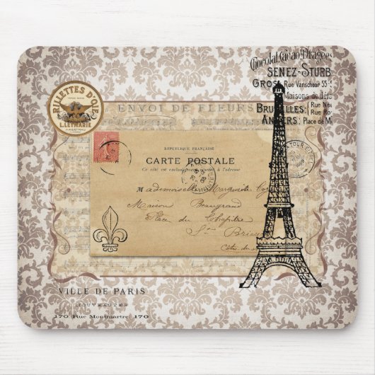 Paris Shabby Chic Eiffel Tower Muismat (Voorkant)