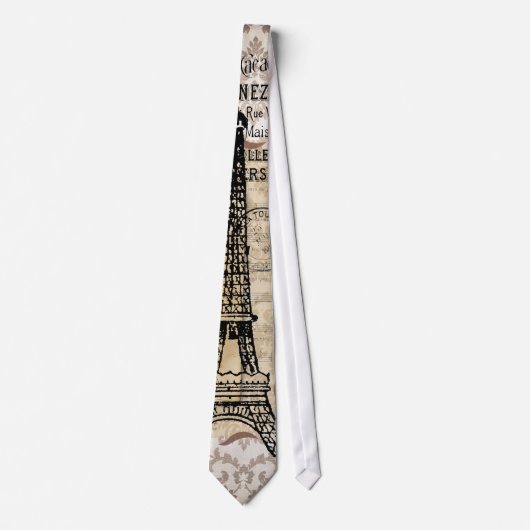 Paris  Shabby Chic Eiffel Tower Stropdas (Voorkant)