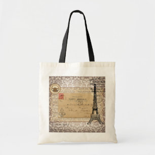 Paris Shabby Chic Eiffel Tower Tote Bag