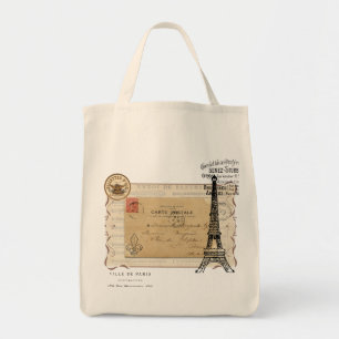 Paris Shabby Chic Eiffel Tower Tote Bag