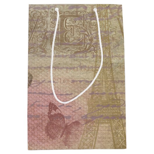 Paris Shabby Chic Trouwcadeau Bag Medium Cadeauzakje (Voorkant)