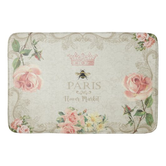 Paris Shabby Peach roze Roses Badmat (Voorkant)