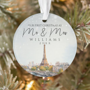 Paris Silhouette Eerste Kerstmis Als Meneer & Mevr Ornament