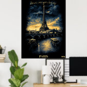 Paris Skyline - Charcoal Monochrome Art - Stedelij Poster (Thuiskantoor)