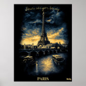Paris Skyline - Charcoal Monochrome Art - Stedelij Poster (Voorkant)