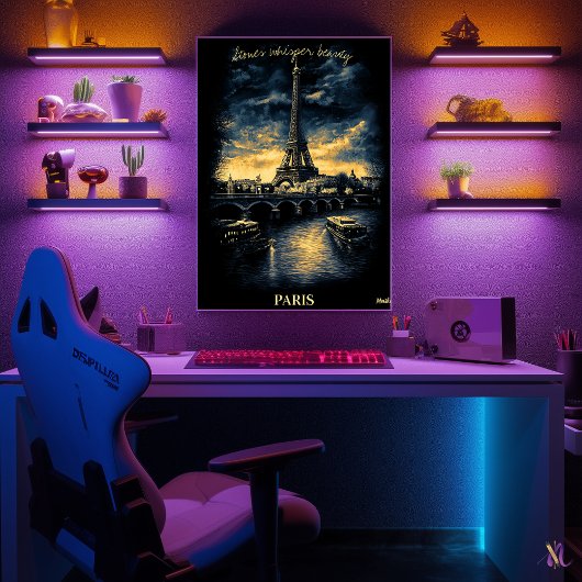 Paris Skyline - Charcoal Monochrome Art - Stedelij Poster