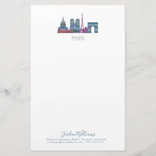 Paris Skyline Colored Buildings Briefpapier