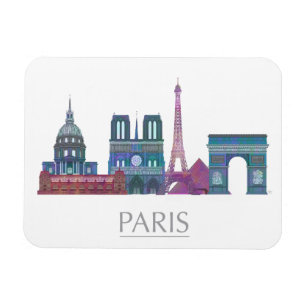 Paris Skyline Colored Buildings Magneet