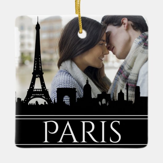 Paris Skyline Eiffel Tower Couples' kerst Keramisch Ornament (Voorkant)