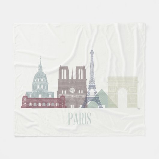 Paris Skyline Fleece Deken (Voorkant (Horizontaal))