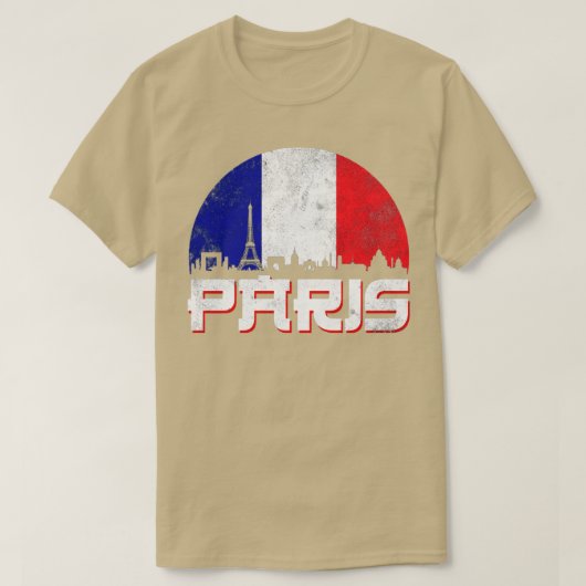Paris Skyline France Flag T-shirt (Design voorkant)