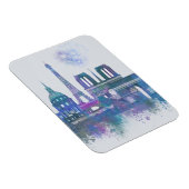 Paris Skyline - Waterverf Blue Magneet (Rechterzijde)