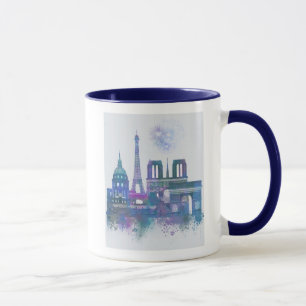Paris Skyline - Waterverf Blue Mok